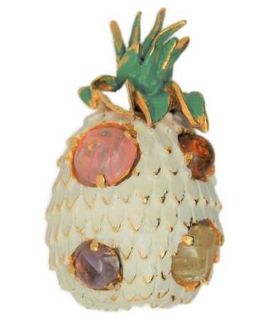 Jeanne Pineapple Fruit Vintage Costume Figural Pin