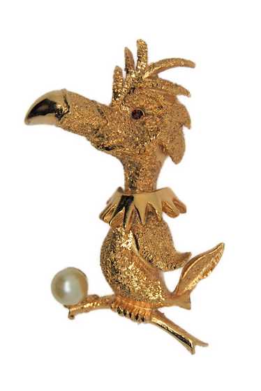 Carnegie Dodo Bird Pearl Egg Vintage Figural Pin B