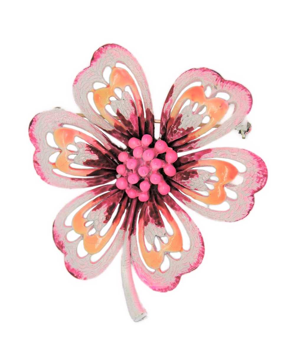 Hedy Floral Spring Time Posie Pink & Ruby Enamel … - image 1