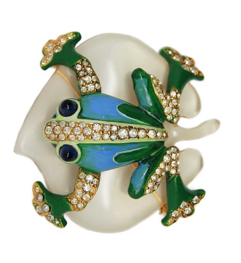 Trifari Frog Lilypad Lucite Jelly Belly Restrike … - image 1