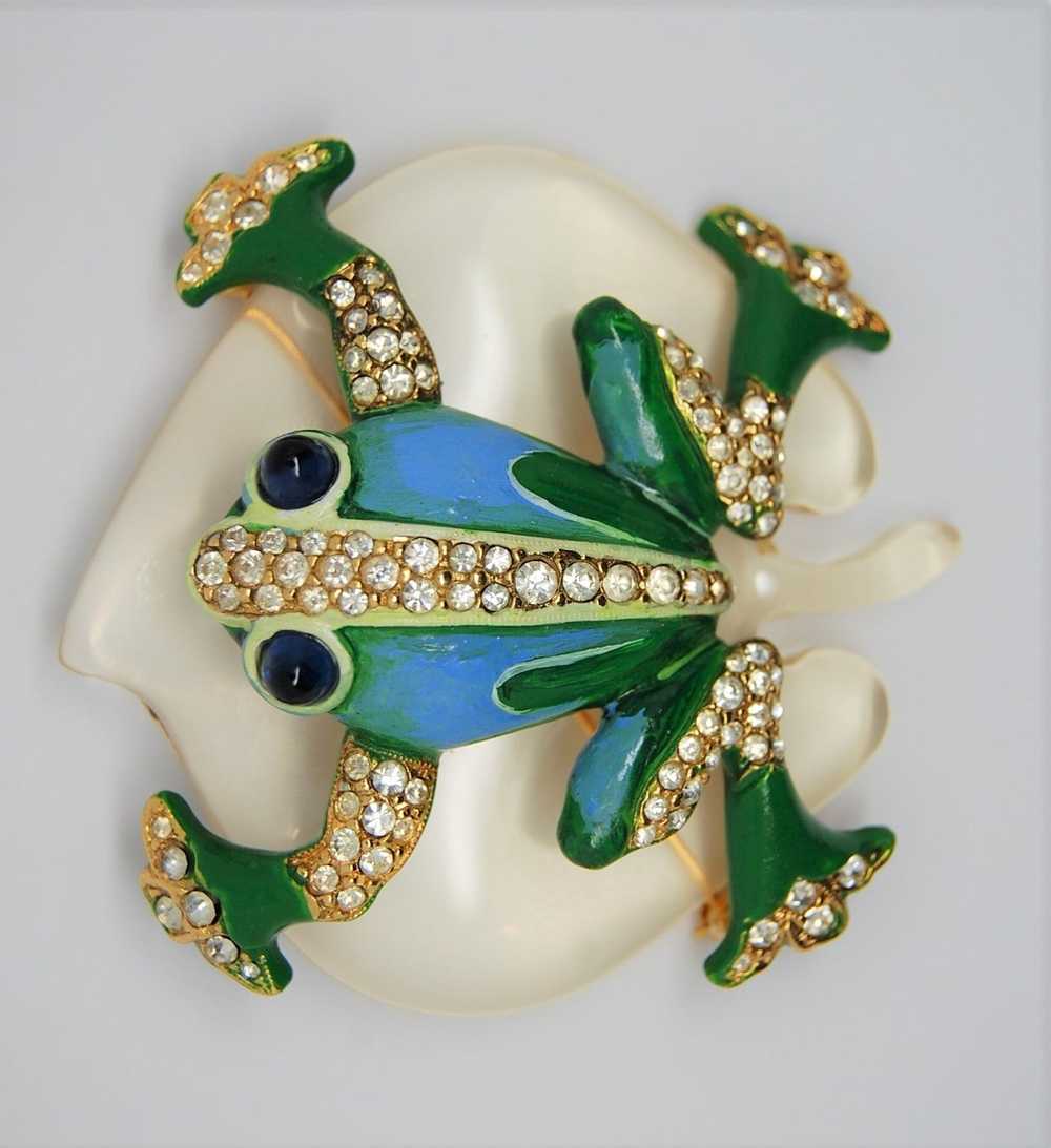 Trifari Frog Lilypad Lucite Jelly Belly Restrike … - image 2