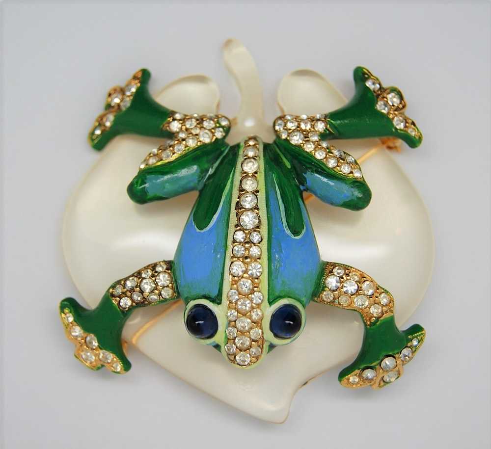 Trifari Frog Lilypad Lucite Jelly Belly Restrike … - image 4