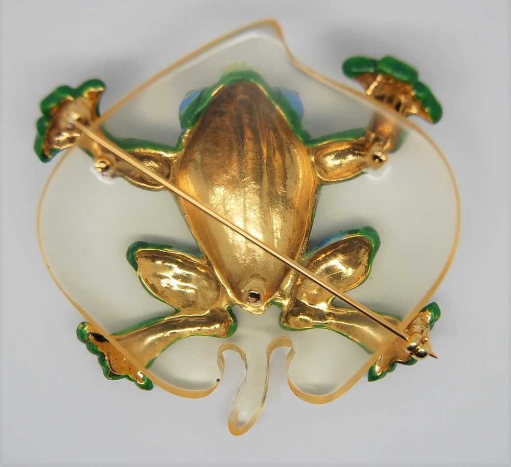 Trifari Frog Lilypad Lucite Jelly Belly Restrike … - image 5