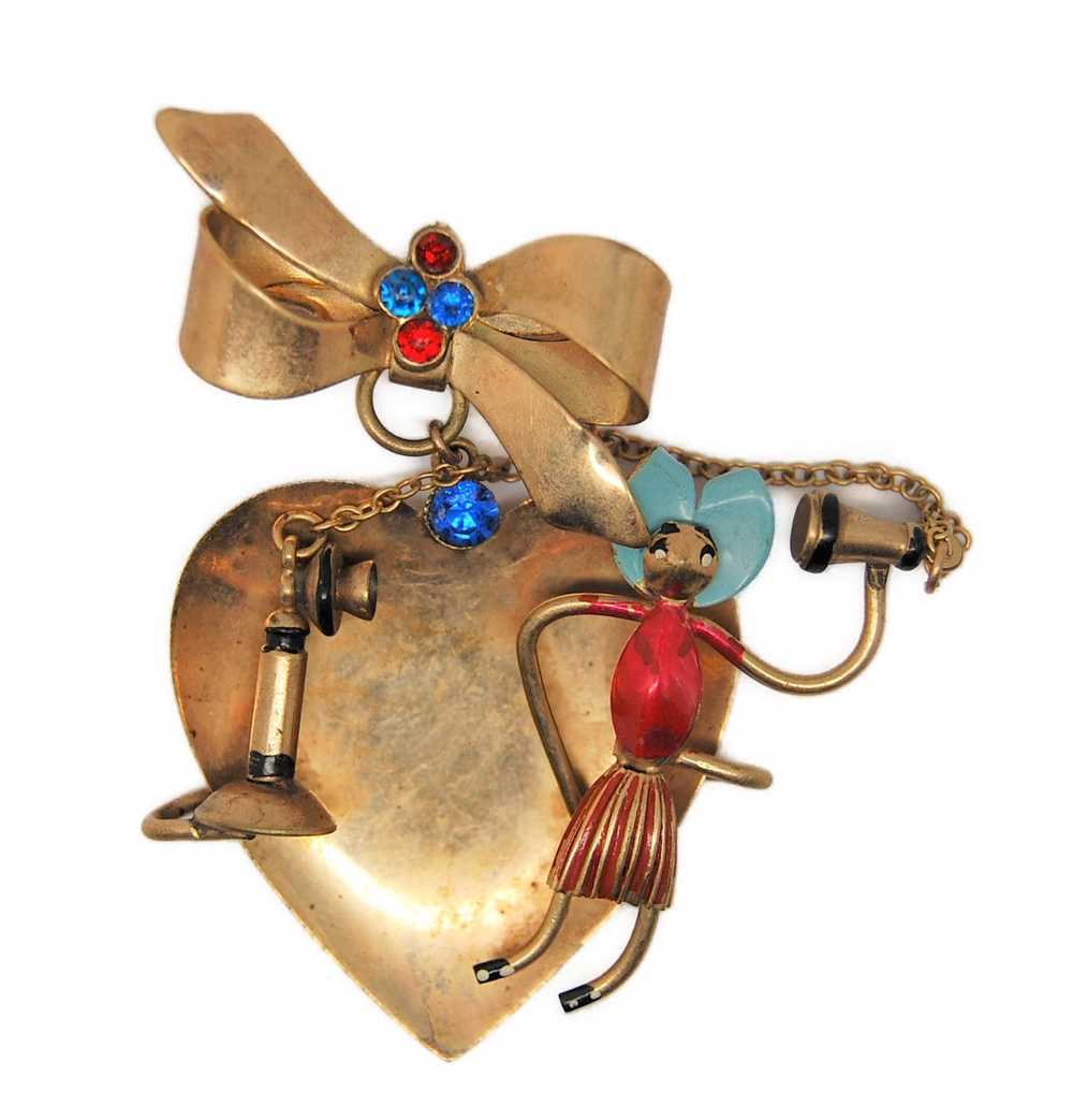 Longcraft Copper & Brass Telephone Lady Dangling … - image 1