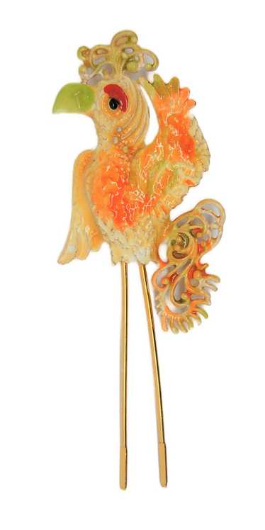 Lind-Gal LG Crazy Long Legs Enamel Parrot Vintage 