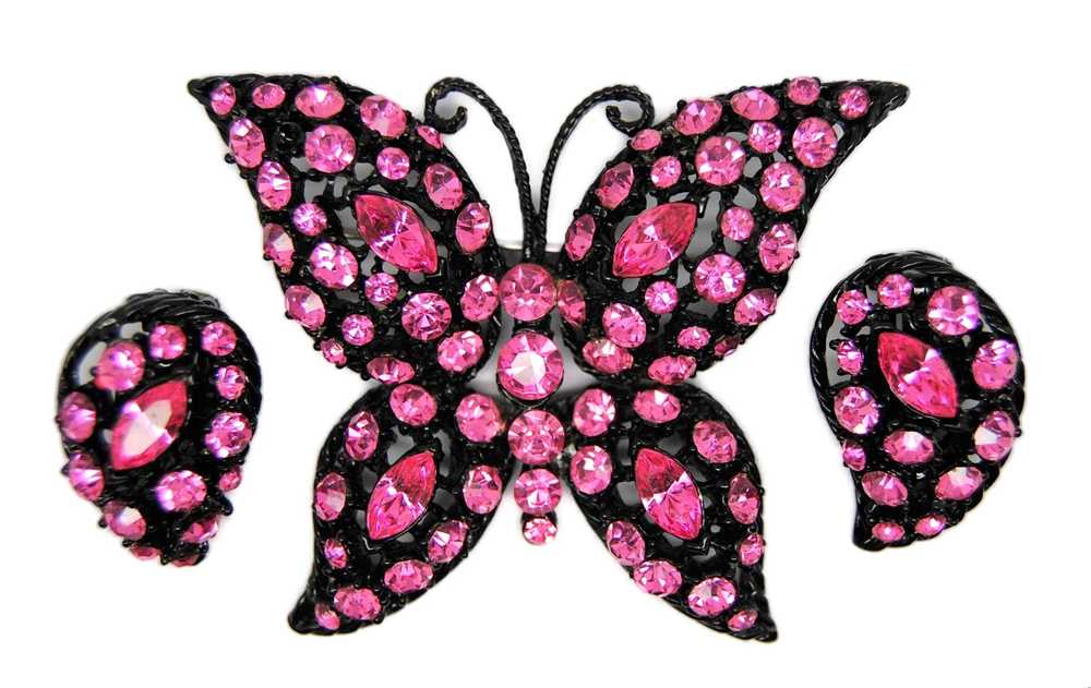 Weiss Butterfly Demi Sparkling Fuchsia Vintage Fi… - image 1