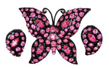 Weiss Butterfly Demi Sparkling Fuchsia Vintage Fi… - image 1