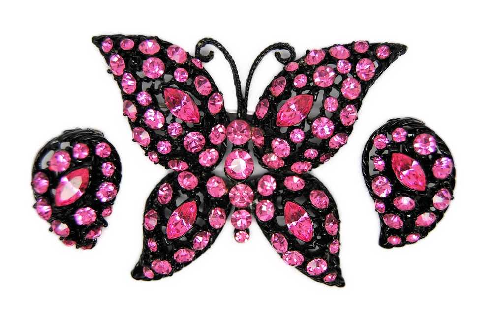 Weiss Butterfly Demi Sparkling Fuchsia Vintage Fi… - image 2