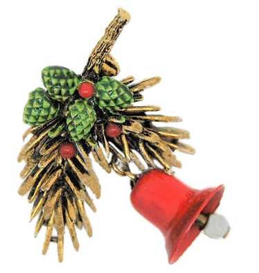 ART Holiday Bell Pine Cone Pearl Christmas Figural