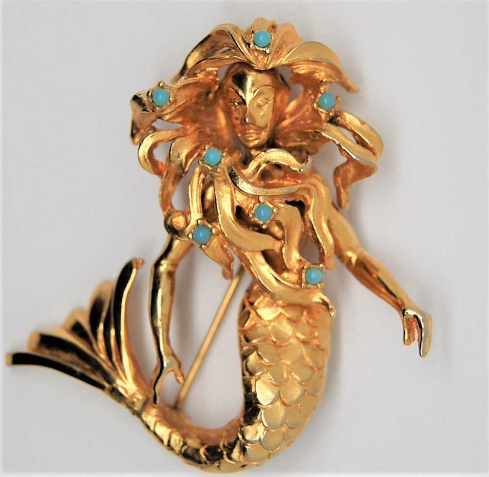 DeNicola Vintage Gold Plated Mermaid Vintage Figu… - image 2