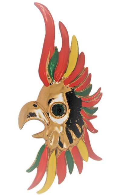 Calvaire Parrot Cockatoo Bird Figural Vintage Pin 