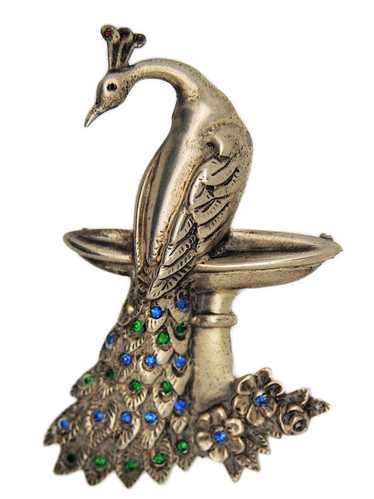 Theda Sterling Peacock Vintage Costume Figural Pin