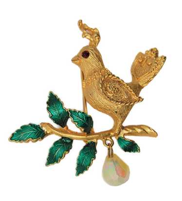 Mylu Christmas Partridge & Pear Pin Figural Brooch