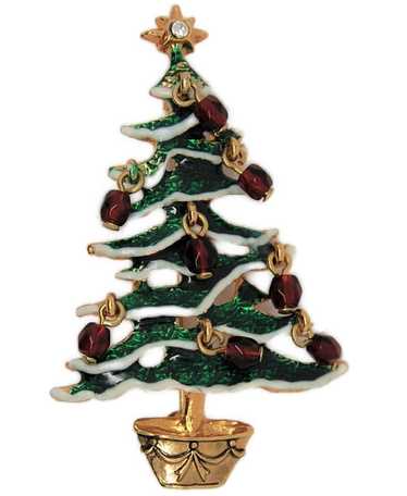 Avon Christmas Tree Ruby Dangles Holiday Brooch -… - image 1