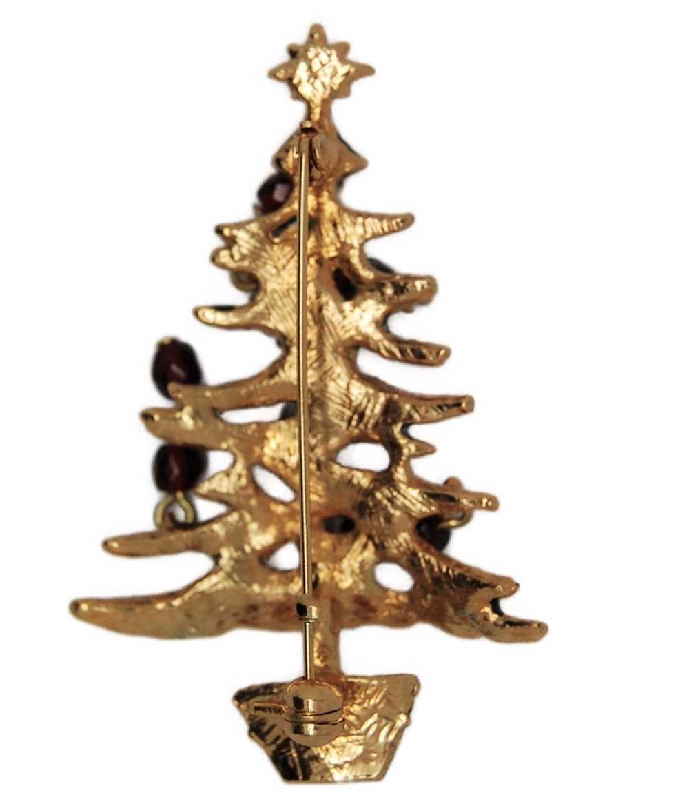 Avon Christmas Tree Ruby Dangles Holiday Brooch -… - image 2