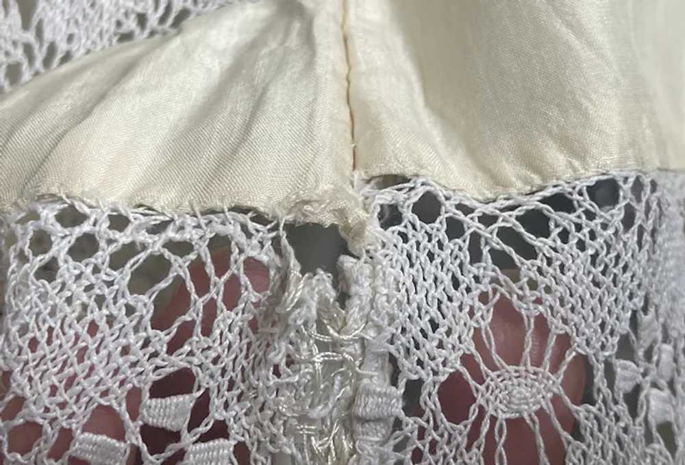 Antique Cream Silk Skirt With Ruching & White Cot… - image 10