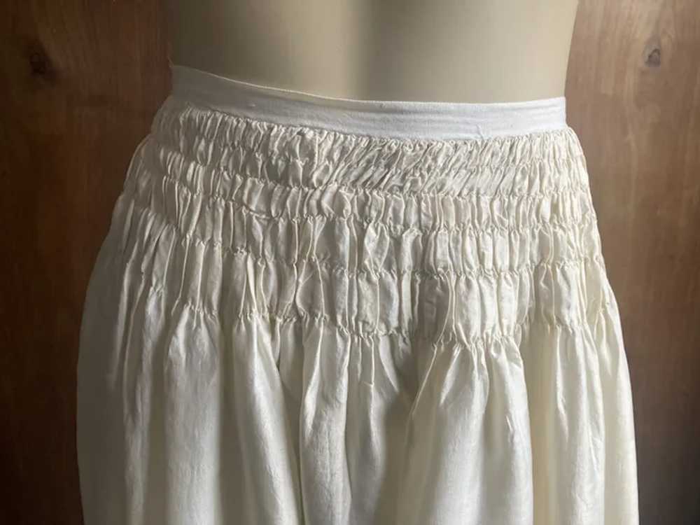 Antique Cream Silk Skirt With Ruching & White Cot… - image 2