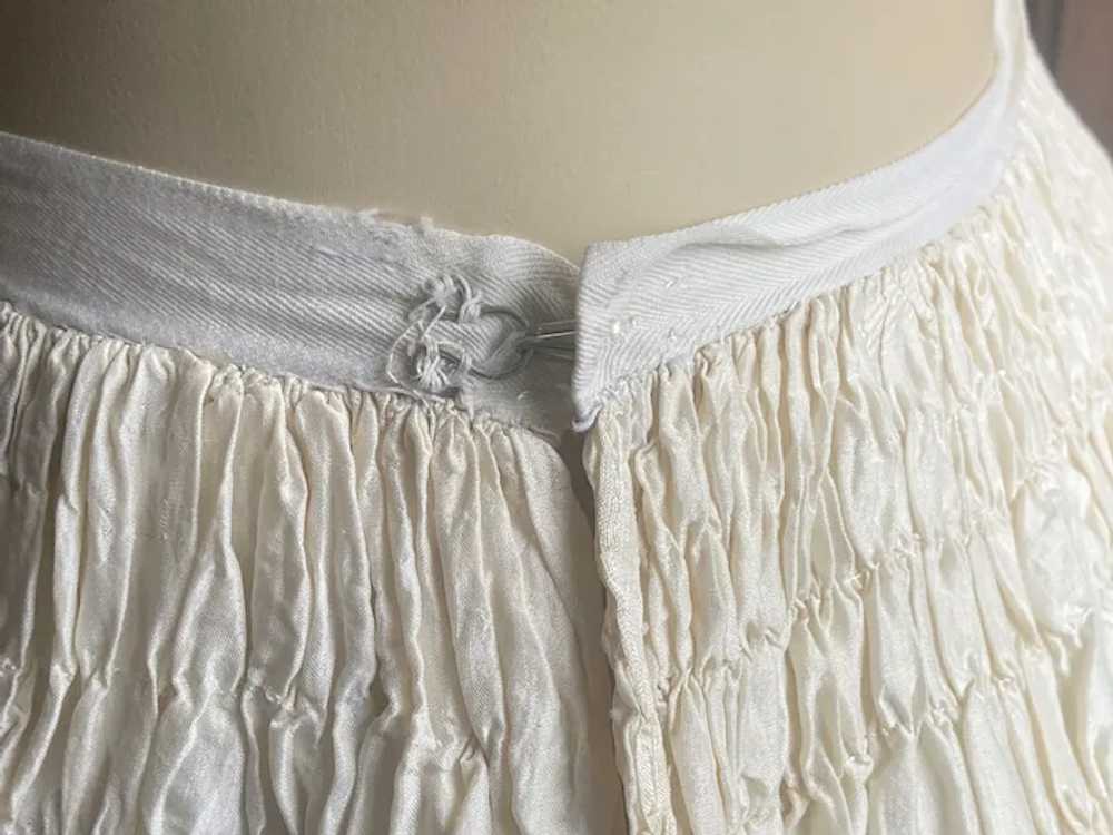 Antique Cream Silk Skirt With Ruching & White Cot… - image 5