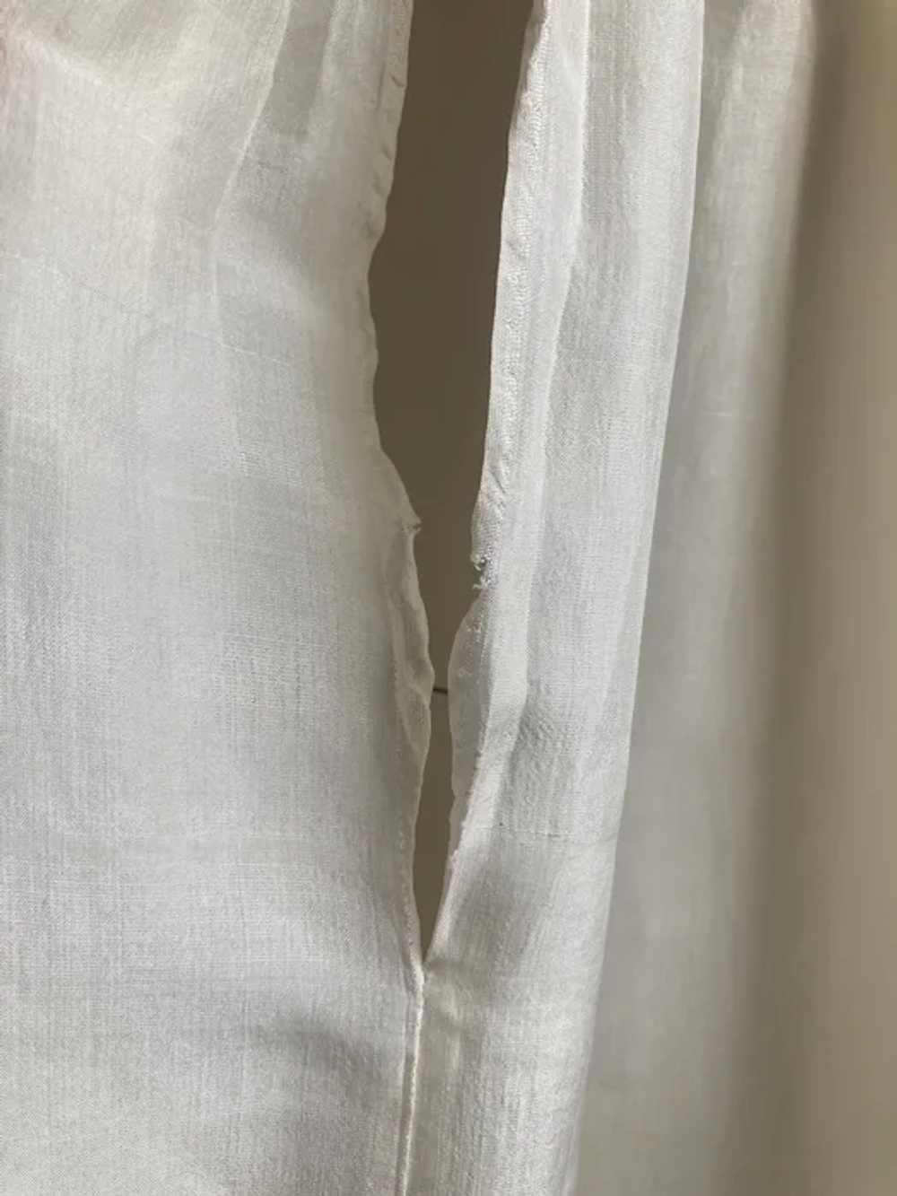 Antique Cream Silk Skirt With Ruching & White Cot… - image 8