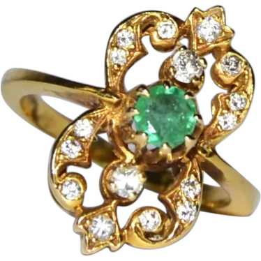 Vintage ring with emerald France XIX /XX - image 1