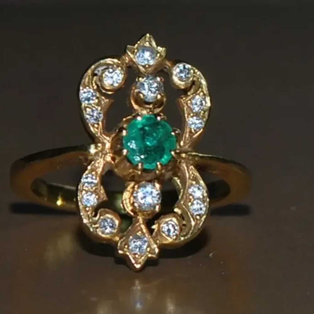 Vintage ring with emerald France XIX /XX - image 2