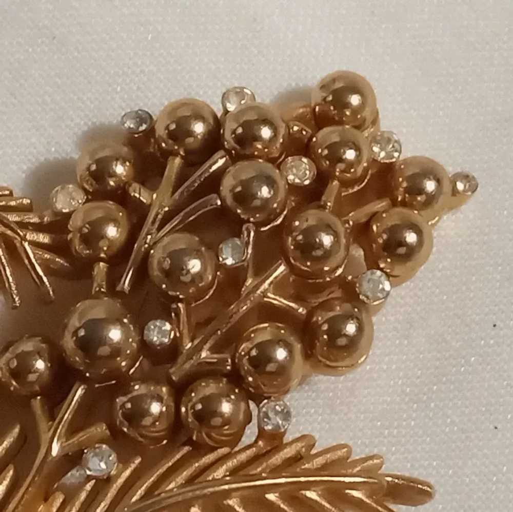 Trifari faux golden pearl rhinestone pin clip ear… - image 3
