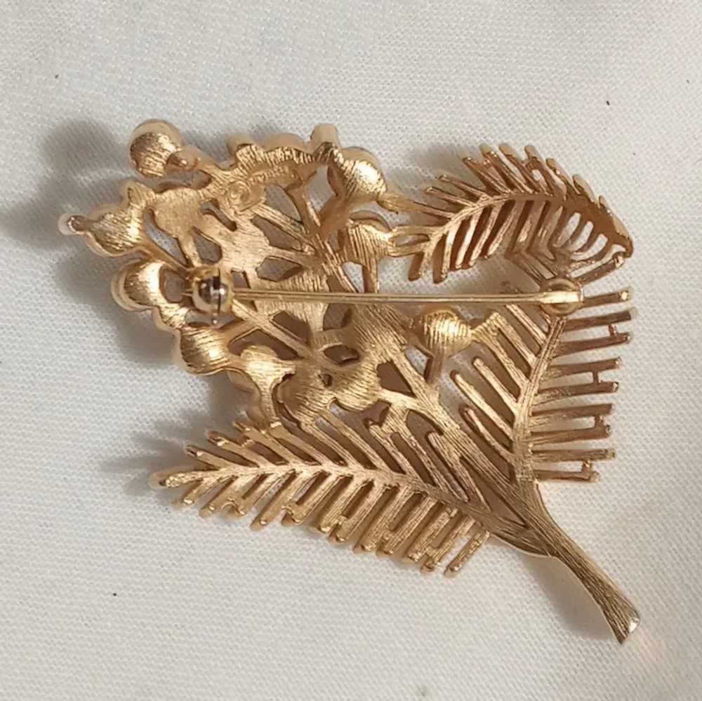 Trifari faux golden pearl rhinestone pin clip ear… - image 7