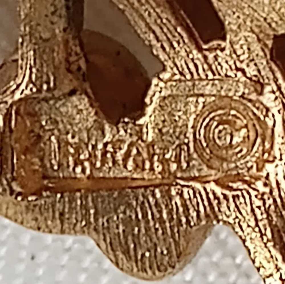 Trifari faux golden pearl rhinestone pin clip ear… - image 9