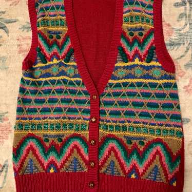 Vintage Koret knitted multicolor vest size large … - image 1