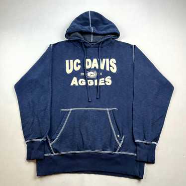 Vintage UC Davis Hoodie Sweatshirt Medium Blue Uni
