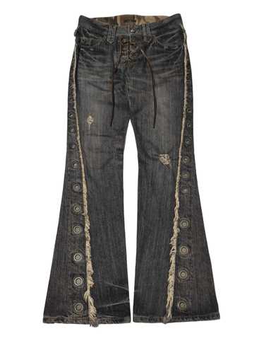 【BLUER】SPIRAL LINE RAW-CUT WASHING DENIM PANTS BLACK raw blue spiral baggy jeans | MUGLER Official Website – Mugler