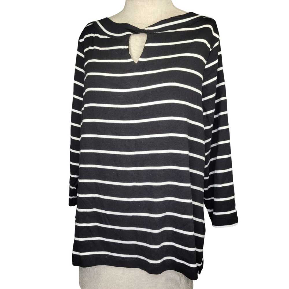 Chicos Black and White Striped Top Size Large - image 1