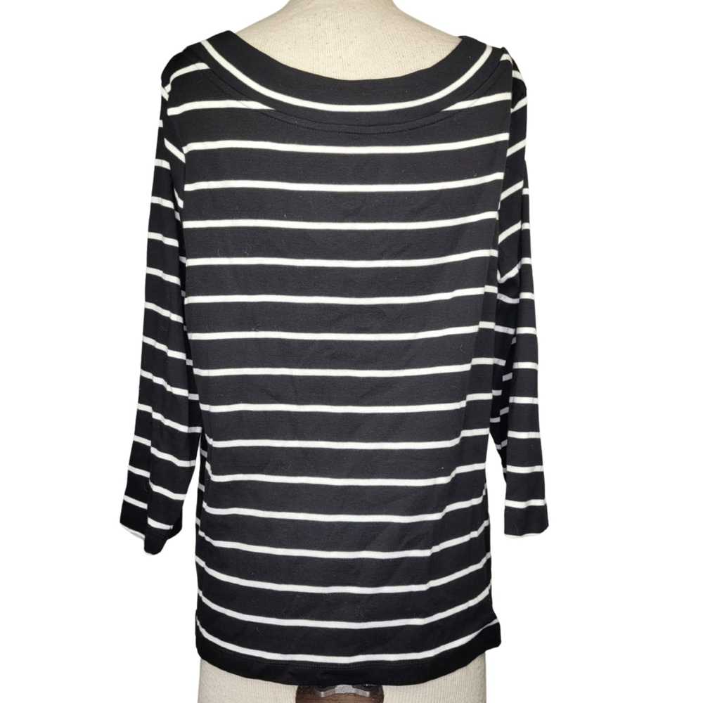 Chicos Black and White Striped Top Size Large - image 2