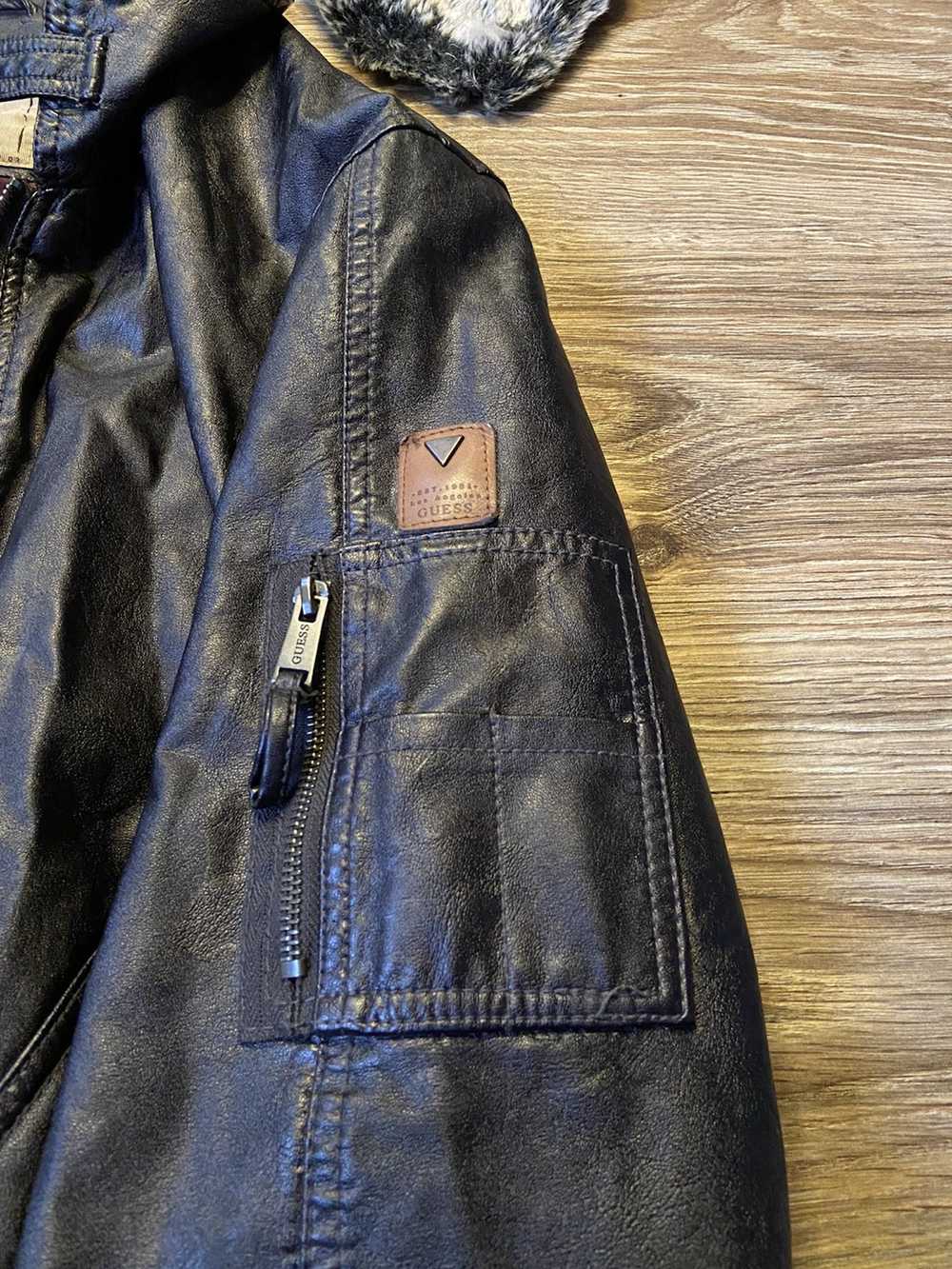 Guess × Leather Jacket × Vintage RARE Guess Aviat… - image 10