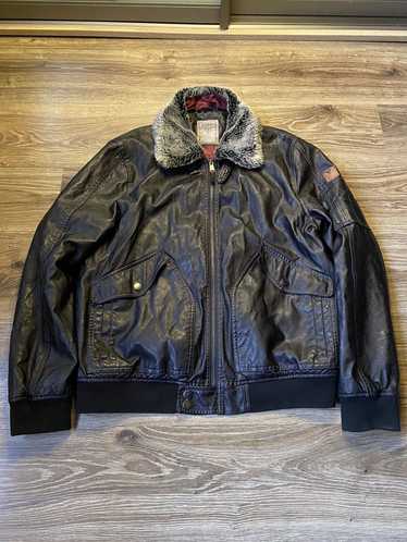 Guess × Leather Jacket × Vintage RARE Guess Aviat… - image 1