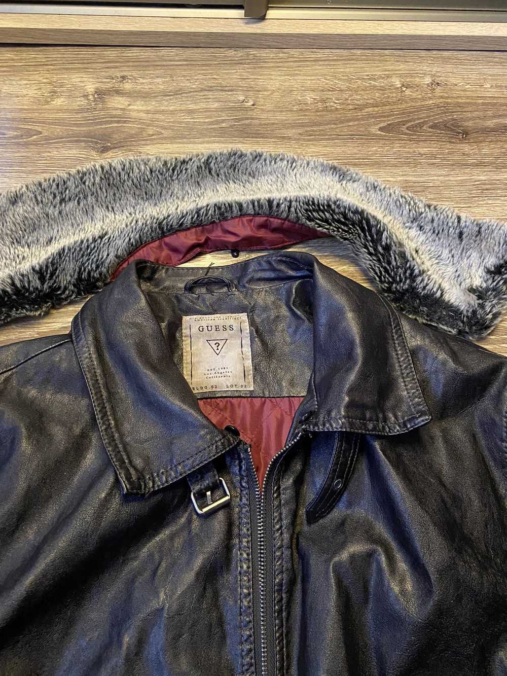 Guess × Leather Jacket × Vintage RARE Guess Aviat… - image 8