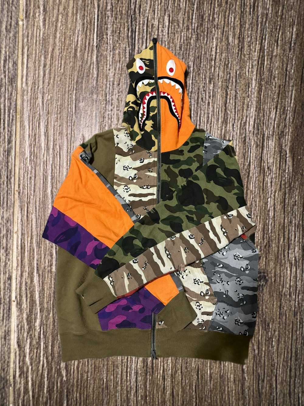 Bape Crazy Camo Mad Shark Relaxed Full Zip Hoodie - image 1