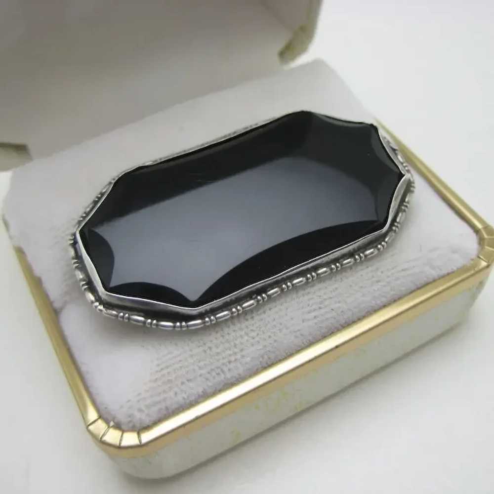 Art Deco Sterling & Onyx Pin Germany - image 11