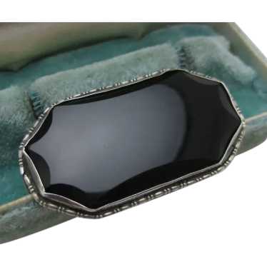 Art Deco Sterling & Onyx Pin Germany - image 1