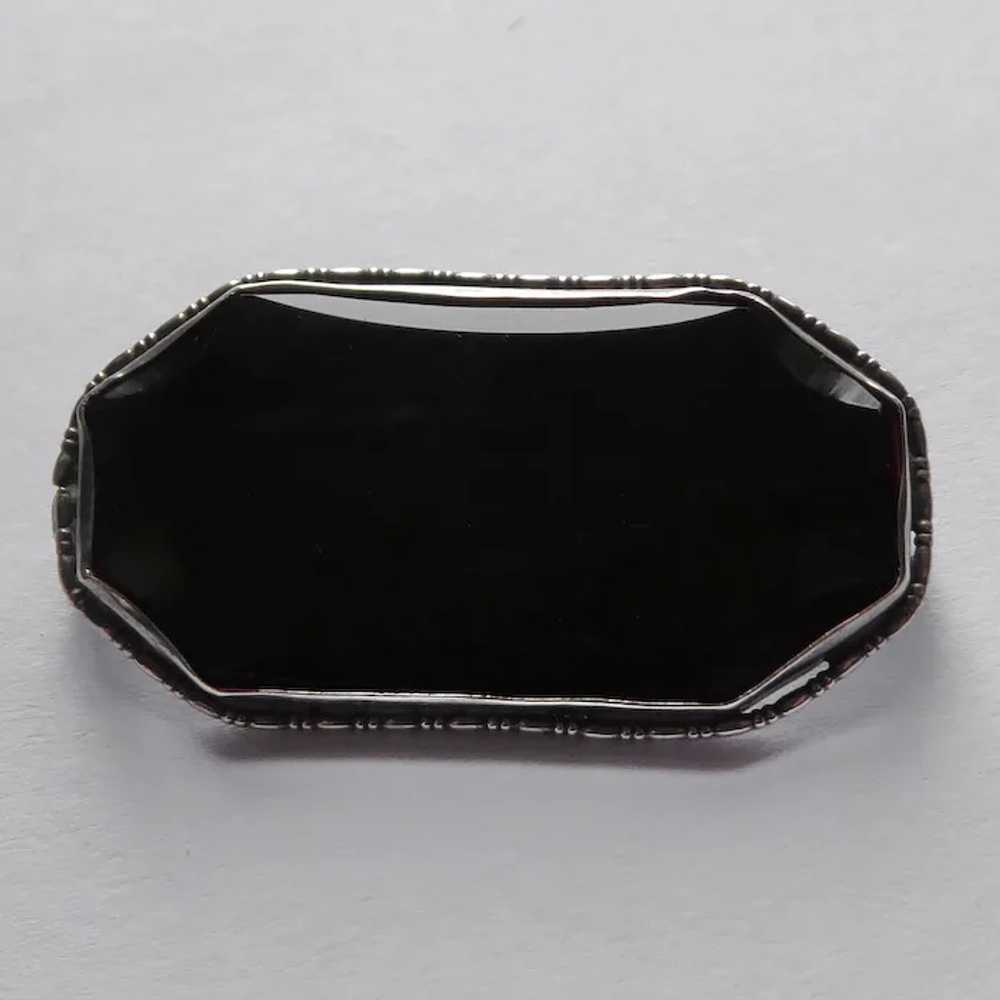Art Deco Sterling & Onyx Pin Germany - image 3