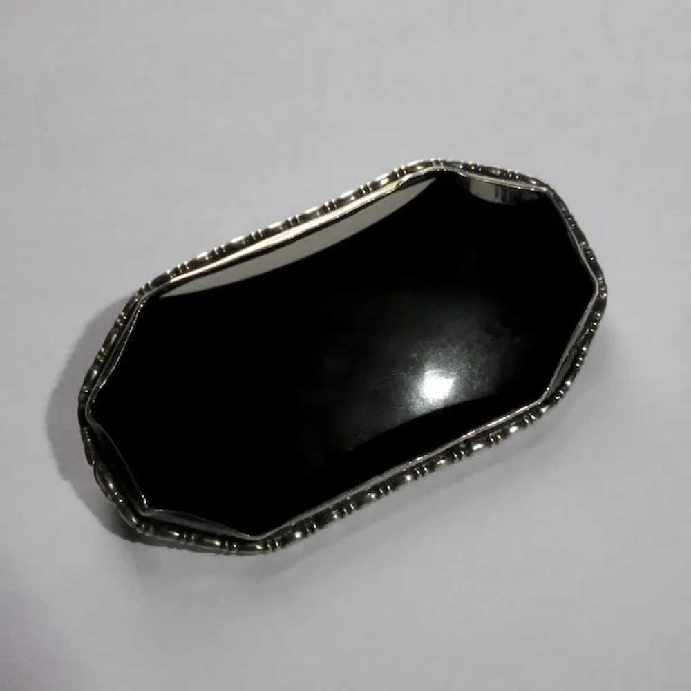Art Deco Sterling & Onyx Pin Germany - image 4