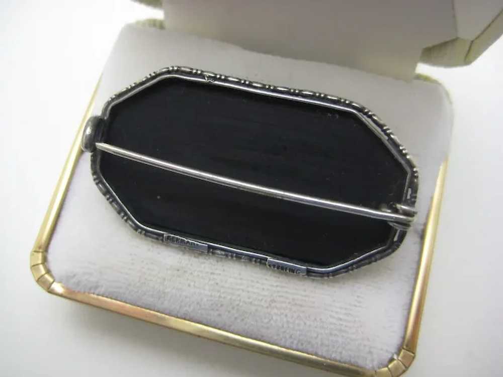 Art Deco Sterling & Onyx Pin Germany - image 9