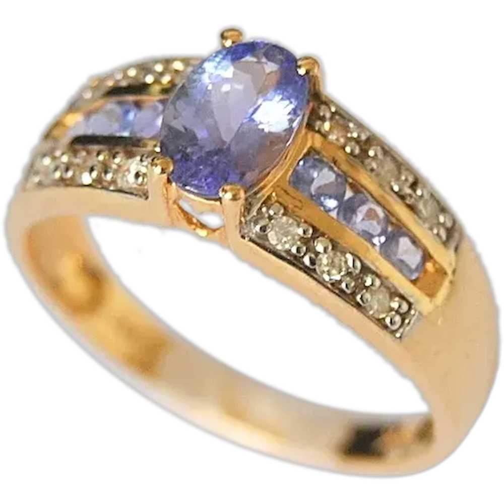 Tanzanite 14k Gold Ring With Diamond Accents - image 1