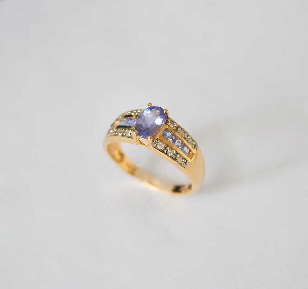 Tanzanite 14k Gold Ring With Diamond Accents - image 2