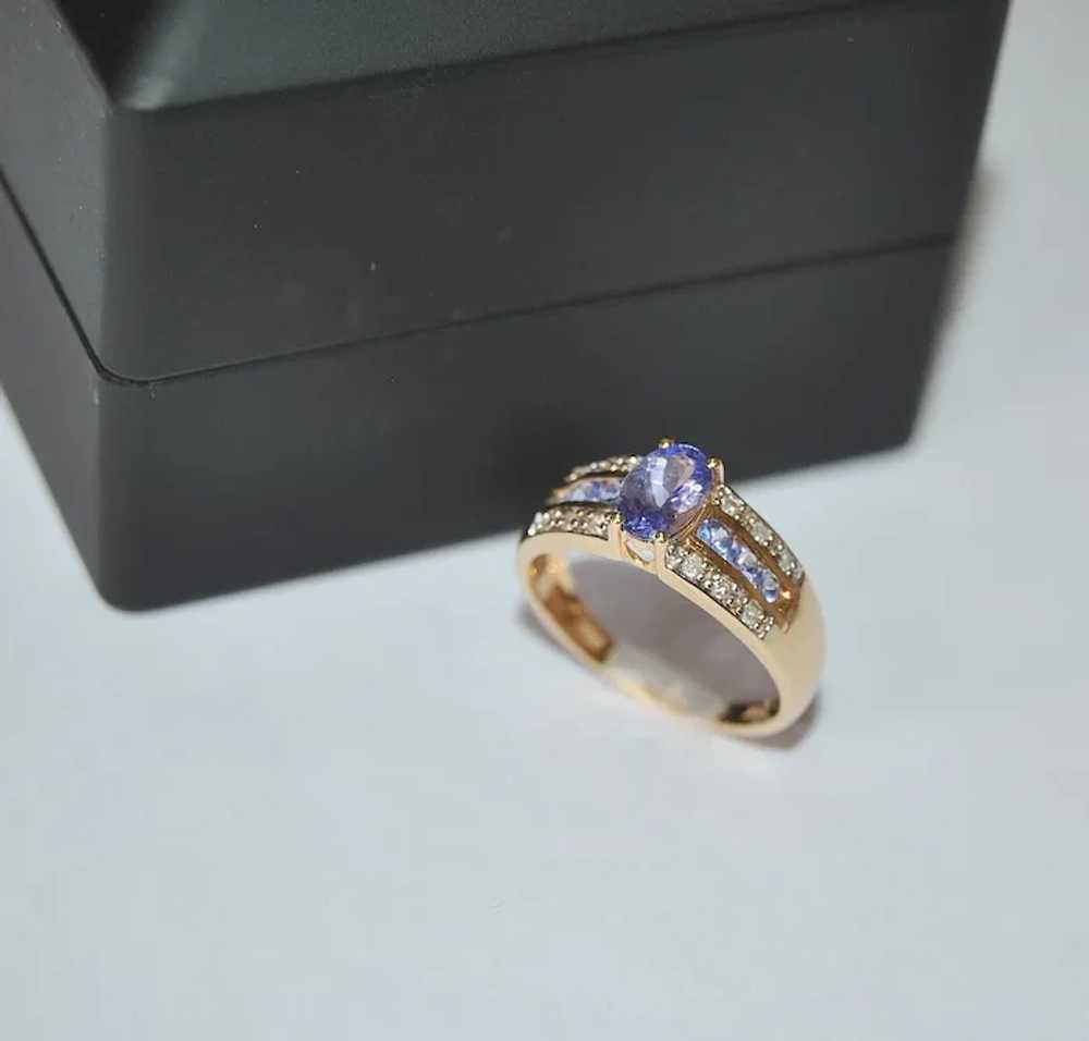 Tanzanite 14k Gold Ring With Diamond Accents - image 3