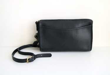 未使用保管品 vintage coach old black ダブルジップ 黒 雑貨 古着 80s USA製 OLD COACH コーチ 本革 レザー フラップ
