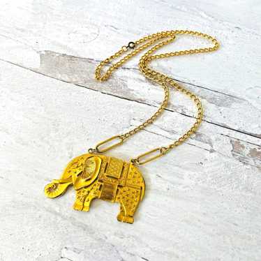 Elephant Pendant Necklace Statement Jewelry - image 1