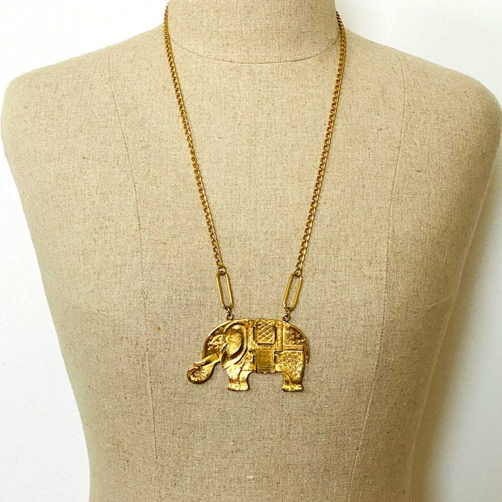 Elephant Pendant Necklace Statement Jewelry - image 2