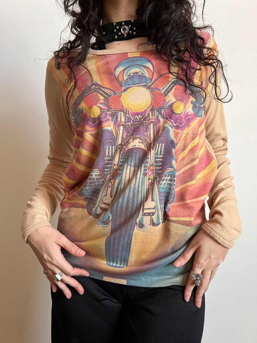 Vintage 1970's 1980's Long Sleeved Motorcycle Shi… - image 2
