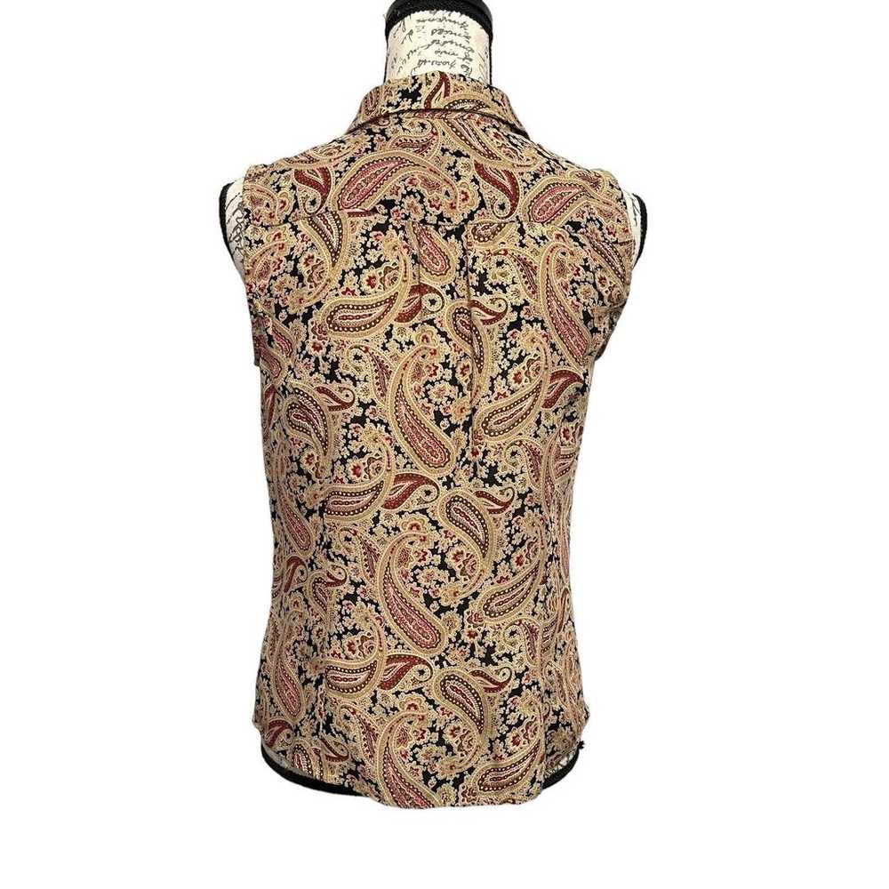 Vintage Ann Taylor 100% Silk Paisley Print Sleeve… - image 2